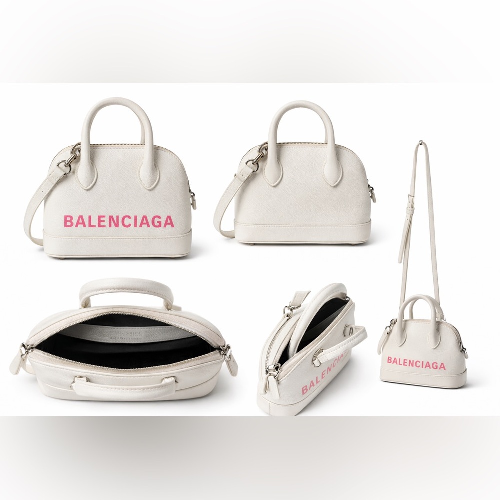 Balenciaga Cream Mini Bag with Pink Logo
